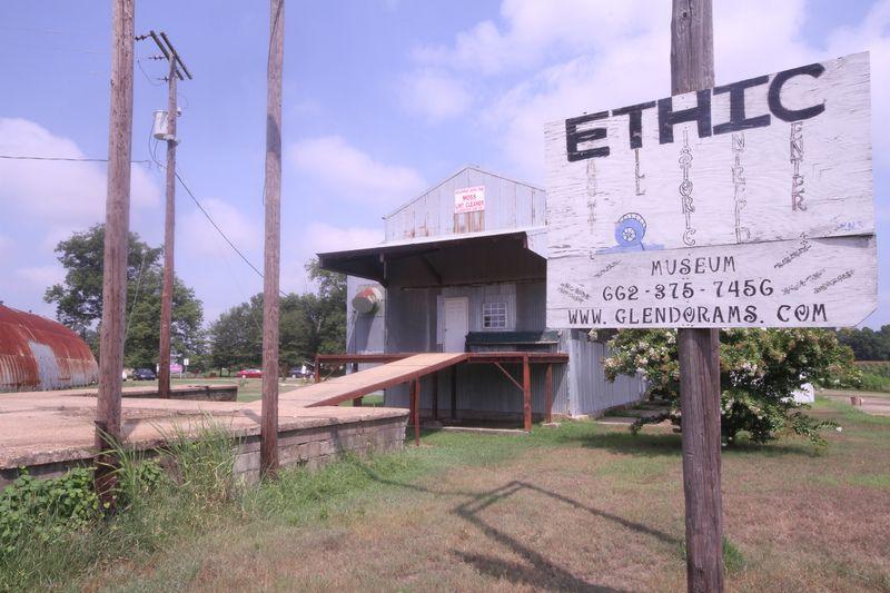 Original ETHIC sign, 2015. This homemade sign still hangs outside the museum. The “Intrepid“ in the name is a tribute to widely believed myth that Till was not scared on the night he was murdered. 