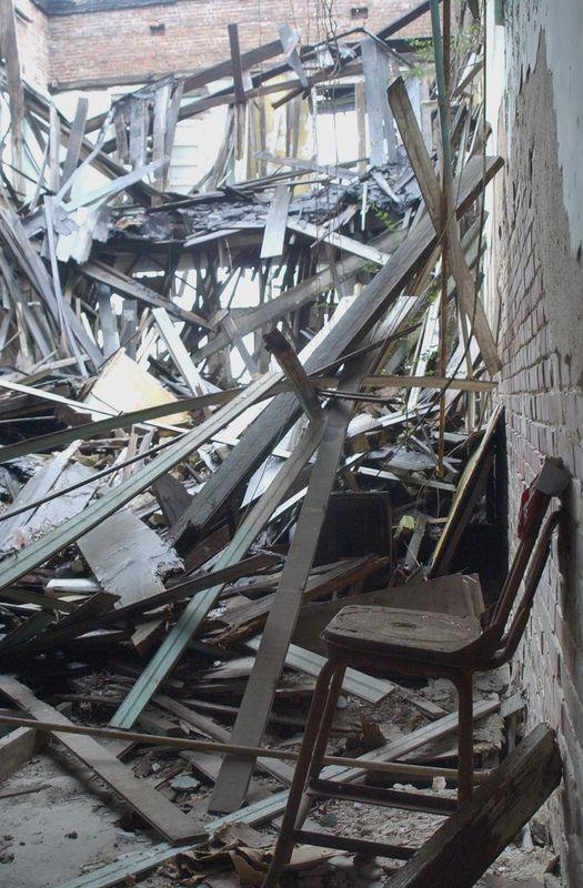 Inside of Bryant’s Grocery, Feb. 2005. The store fell into ruin over a decade before the commemorative marker was finally installed in 2011.