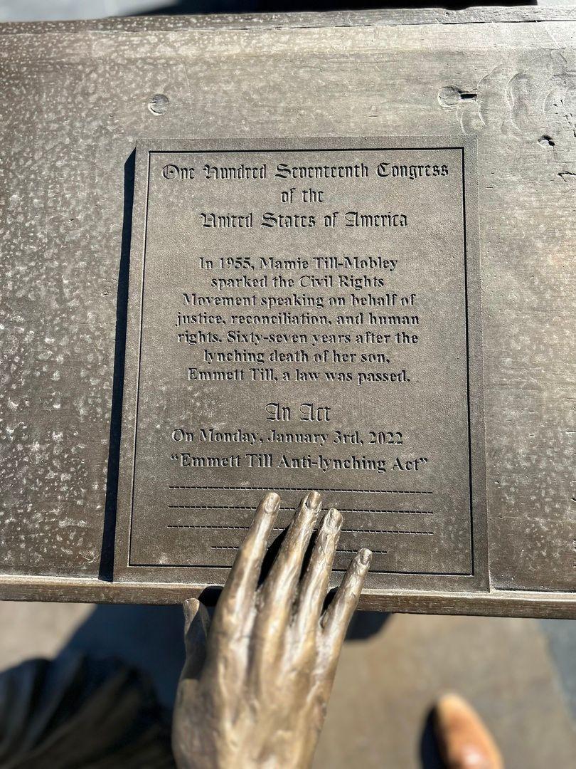 The Anti-Lynching Bill. Close-up of the top of the podium, with Mamie’s hand on the anti-lynching bill.