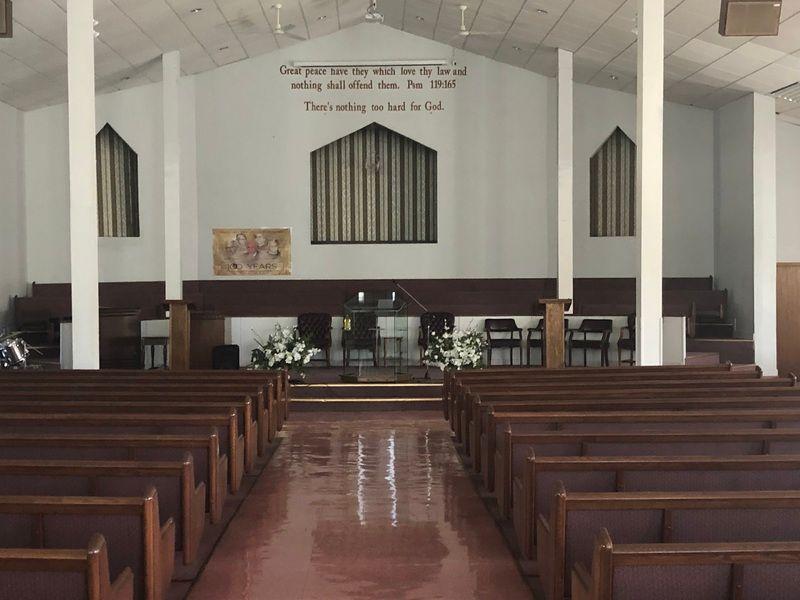 Interior of Robert’s Temple Church of God in Christ, September 2019.