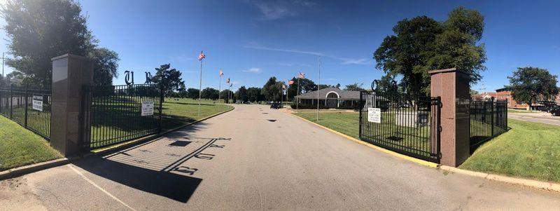 Burr Oak Cemetery Entrance. The front entrance, September 2019.